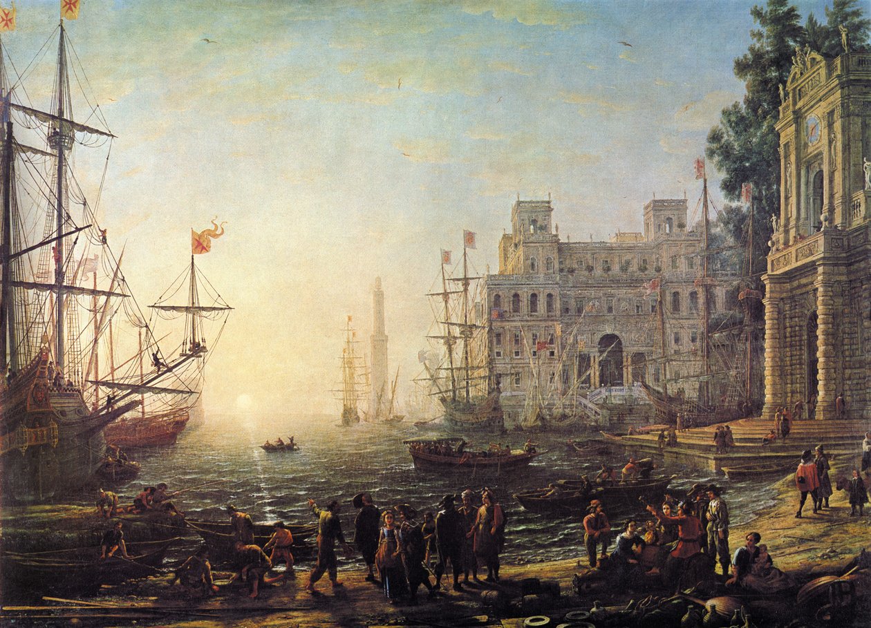 Havneudsigt med Villa Medici af Claude Lorrain