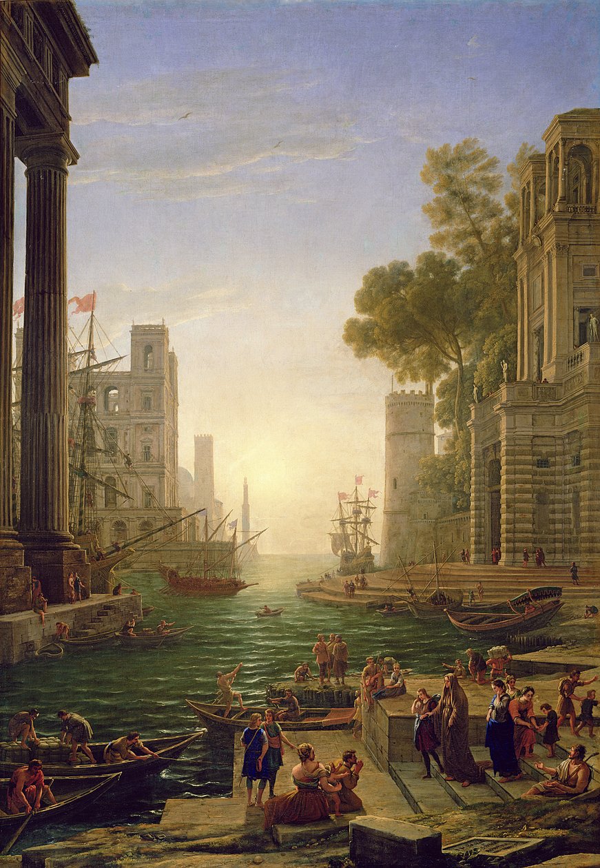 Den hellige Paula Romanas indskibning i Ostia, 1637-39 af Claude Lorrain