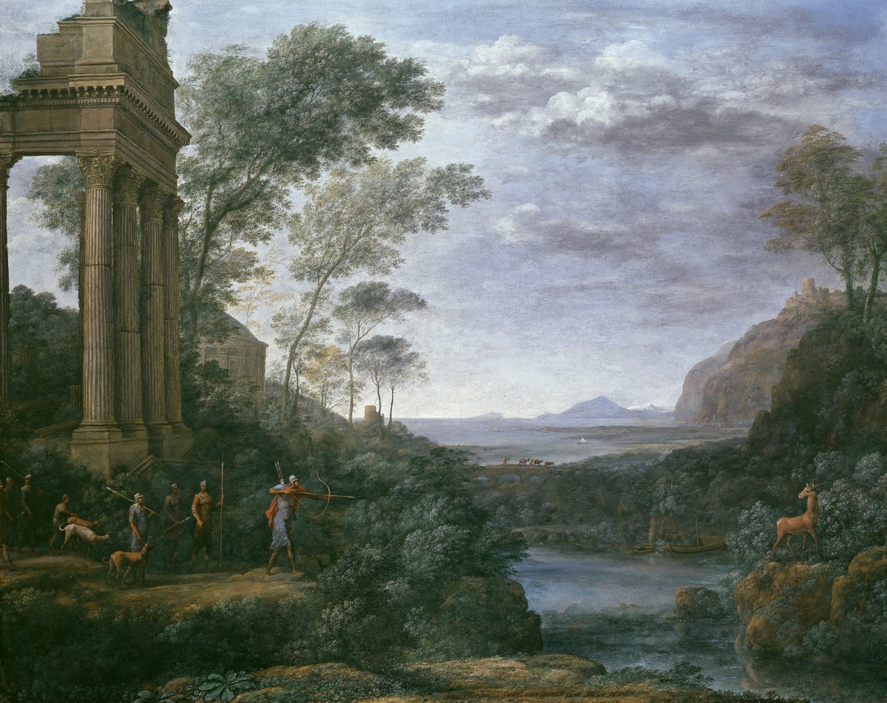 Landskab med Ascanius, der skyder Hjorten af Sylvia, 1600-tallet af Claude Lorrain