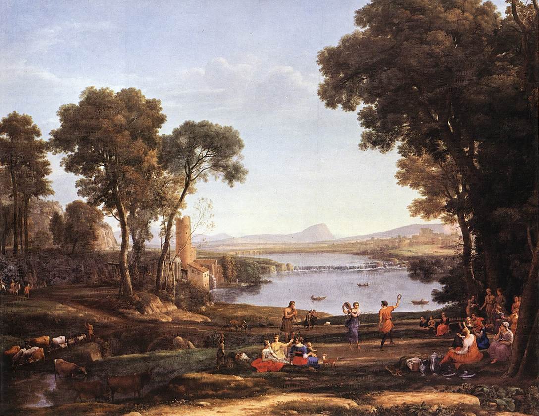 Landskab med dansende figurer af Claude Lorrain