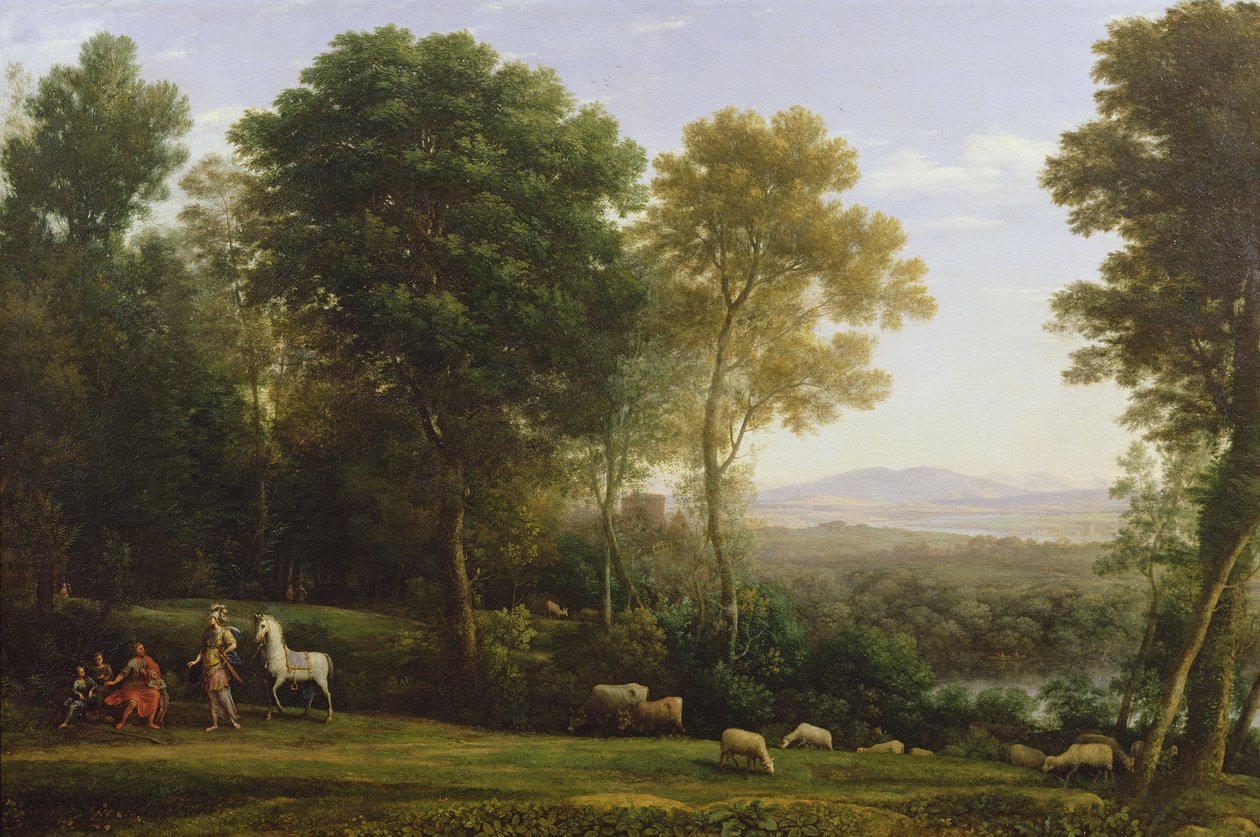Landskab med Erminia i samtale med den gamle mand og hans sønner af Claude Lorrain