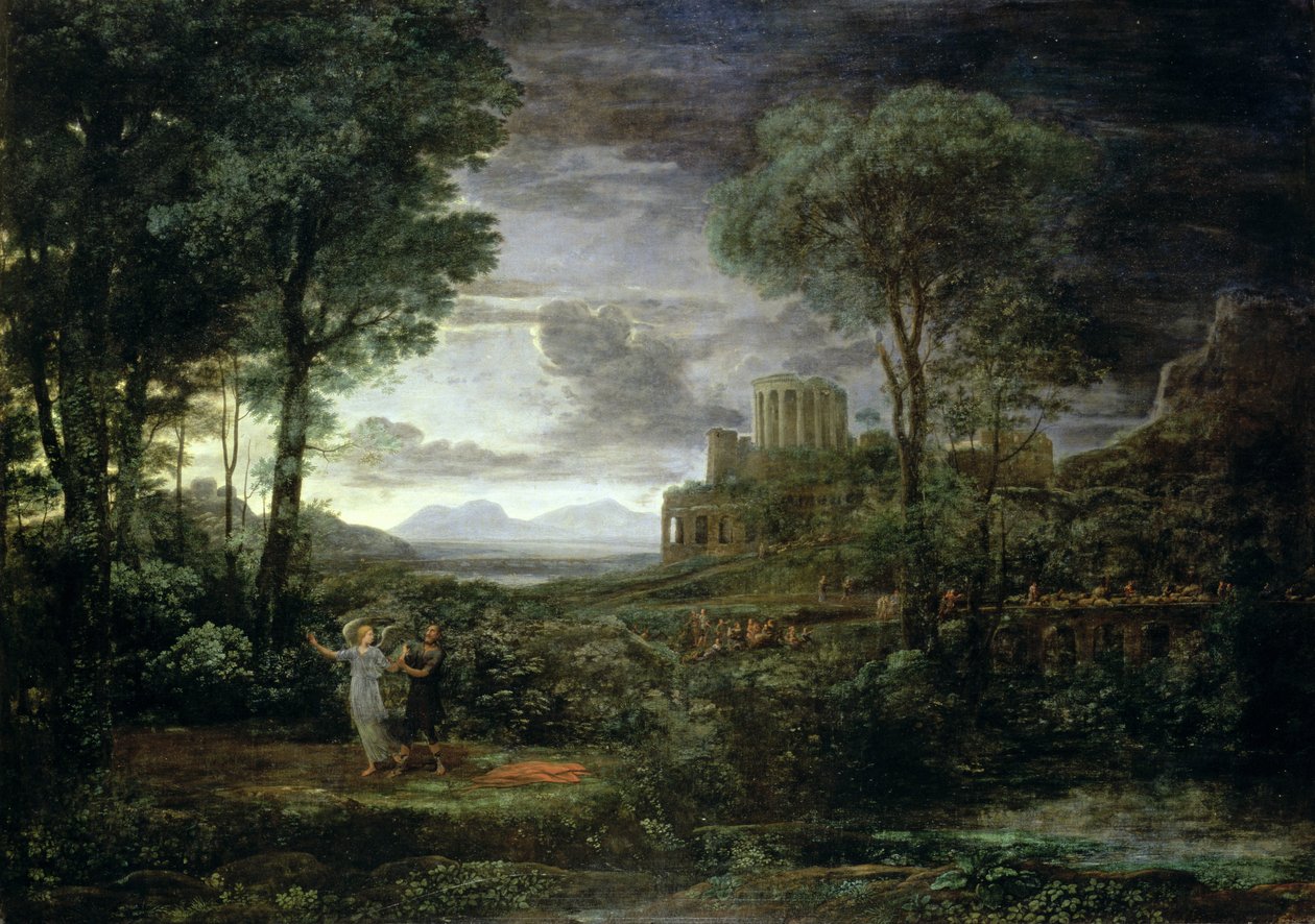 Landskab med Jacob Wrestling with the Angel, or Night, 1672 af Claude Lorrain