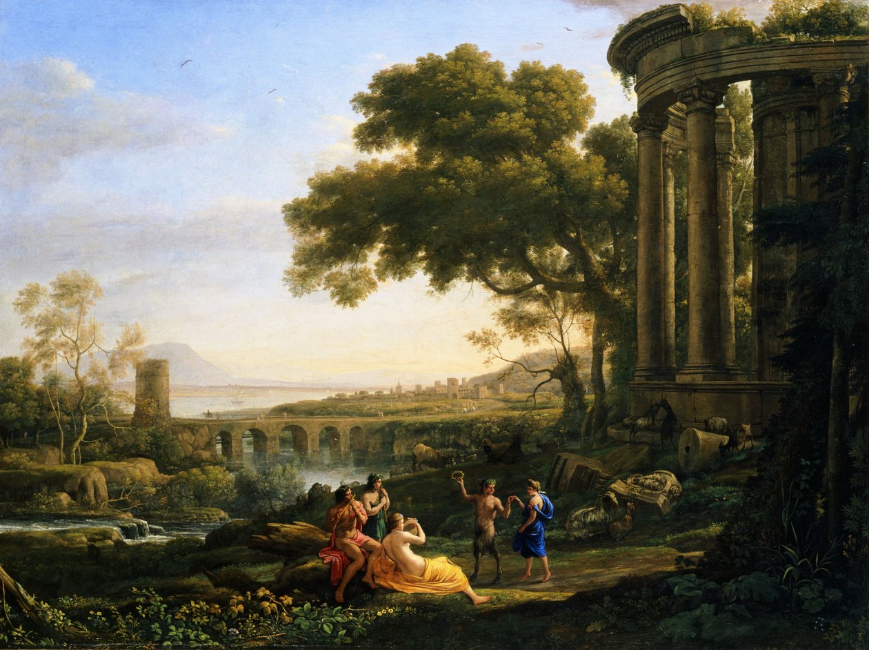 Landskab med Nymfe og Satyr Dancing af Claude Lorrain