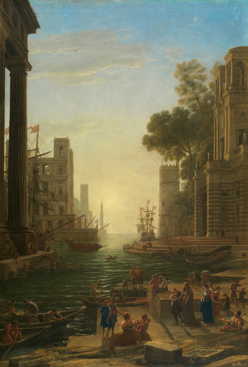 Landskab med påbegyndelse af Saint Paula Romana i Ostia af Claude Lorrain
