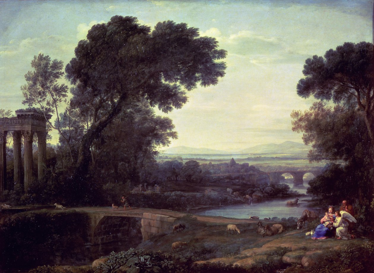 Middag eller landskab med resten på flugten til Egypten, 1661 af Claude Lorrain
