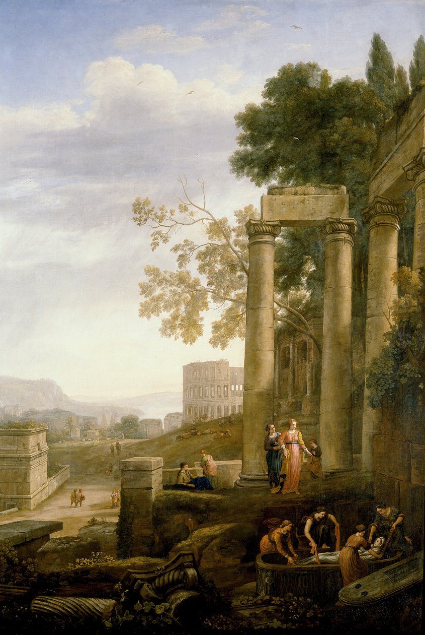 Landskab med begravelsen af ​​Santa Serapia af Claude Lorrain