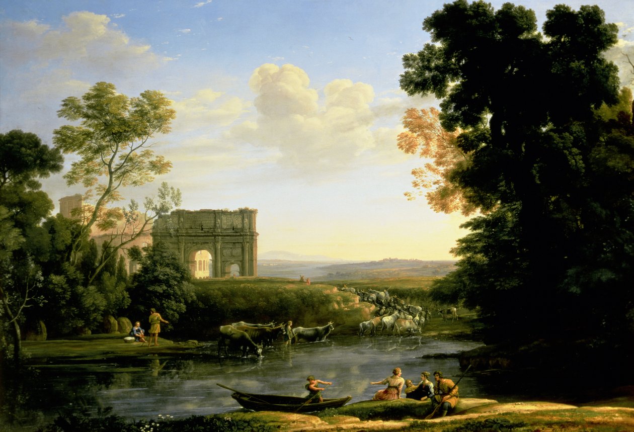 Pastoral Capriccio med buen af Konstantinopel af Claude Lorrain