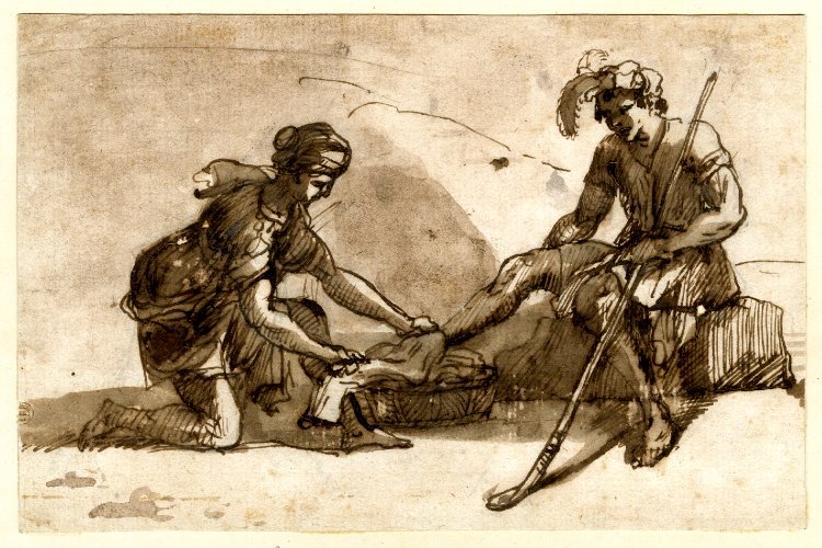 Pastoralt landskab med figurer af Claude Lorrain