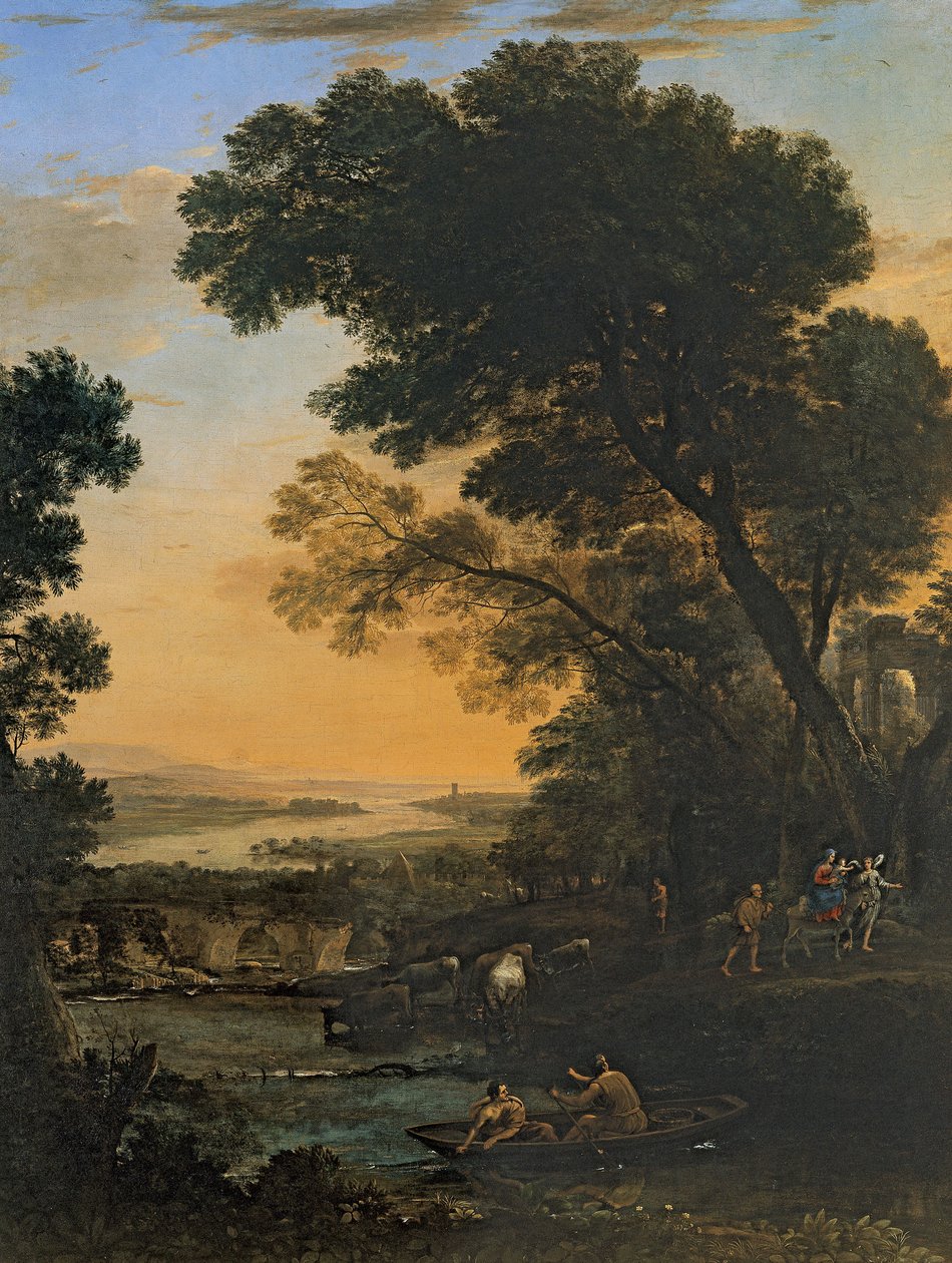 Idyllisk landskab med flyvningen til Egypten af Claude Lorrain