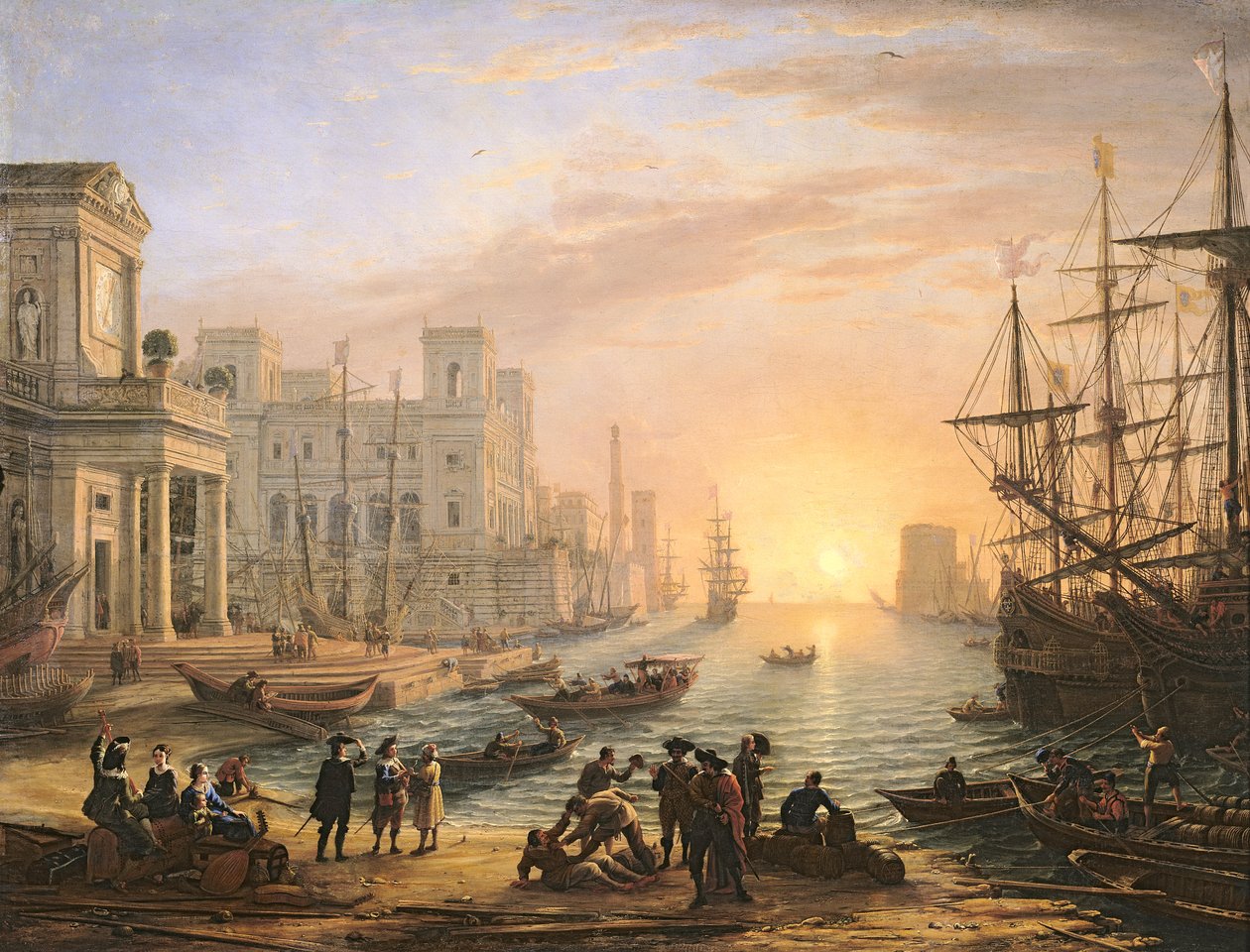 Havn ved solnedgang af Claude Lorrain