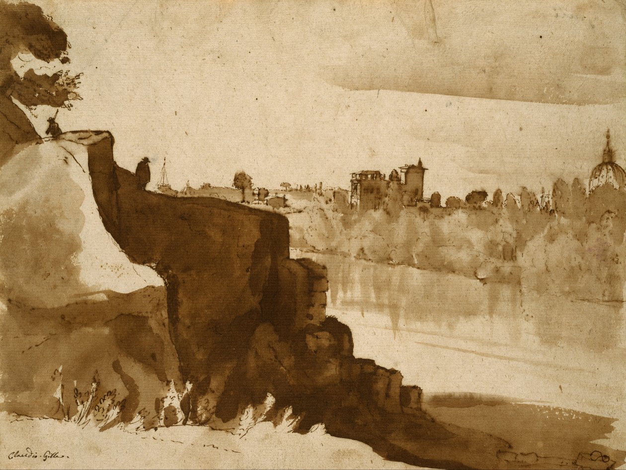 Udsigt over Tiberen i Rom af Claude Lorrain