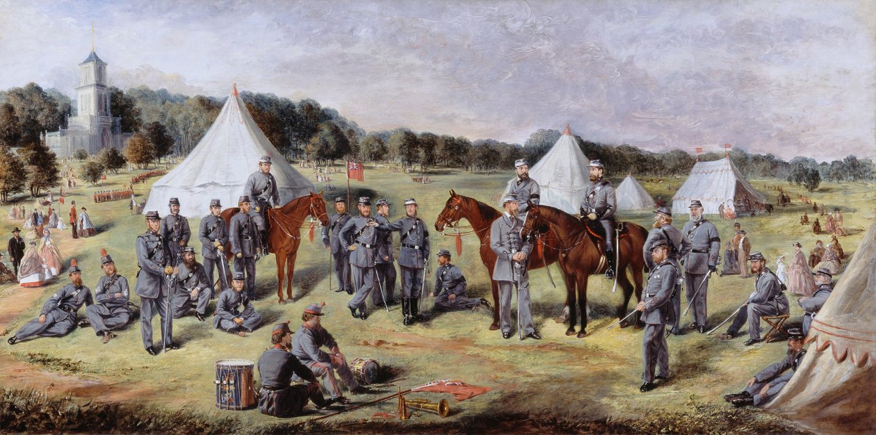 Den 1. administrative bataljon af Norfolk-frivillige i Gunton Park, 1864 af Claude Lorraine R.W Nursey