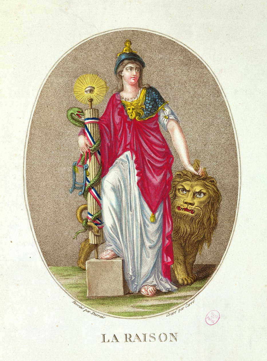 Reason, indgraveret af Carre, 1793 af Claude Louis Desrais