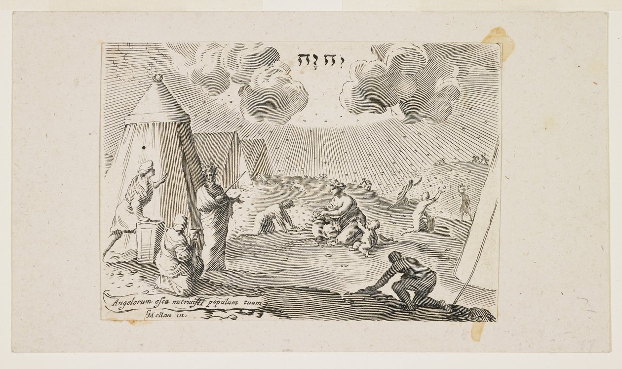 Israelitterne samler Manna af Claude Mellan