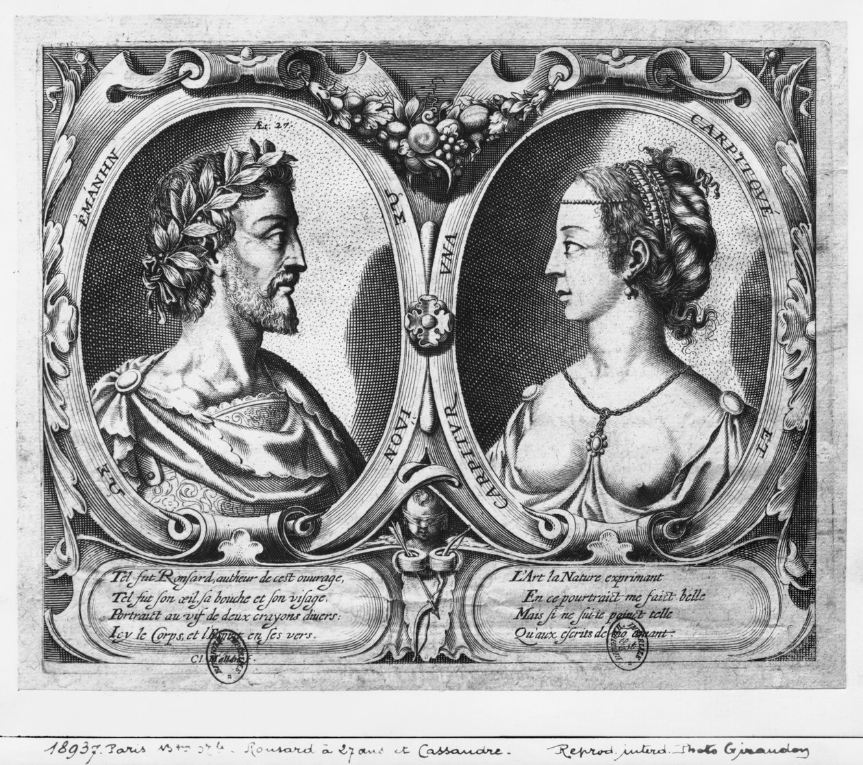 Pierre de Ronsard, 27 år og Cassandre Salviati af Claude Mellan