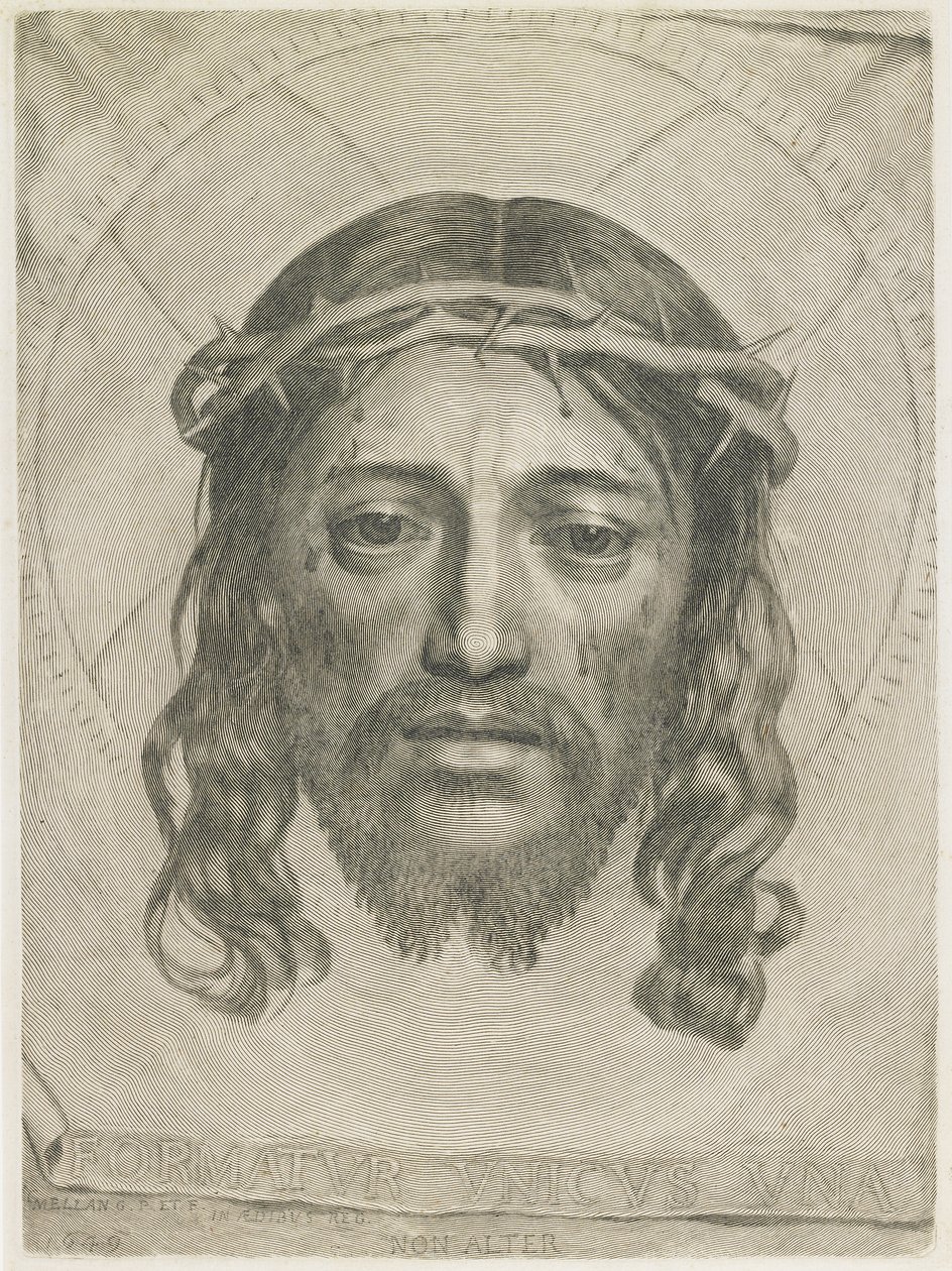 Sudarium af Sankt Veronica, 1649 af Claude Mellan