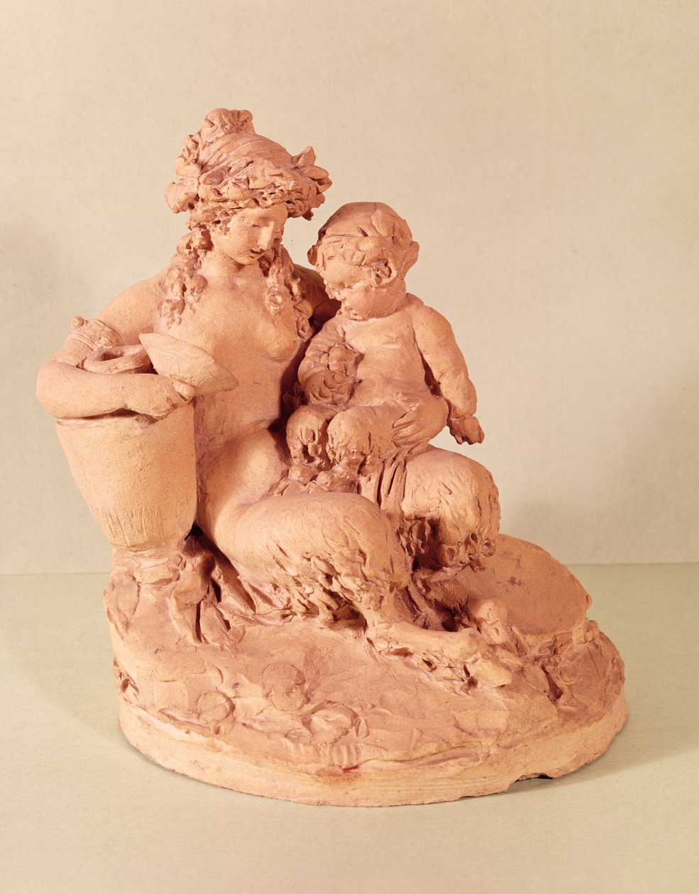 Kvindefaun med sit barn (terracotta) af Claude Michel Clodion
