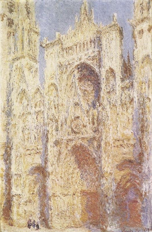 La Cathedrale de Rouen, Le Portail au Soleil Français: Rouen Cathedral, West Facade, Sunlightn af Claude Monet
