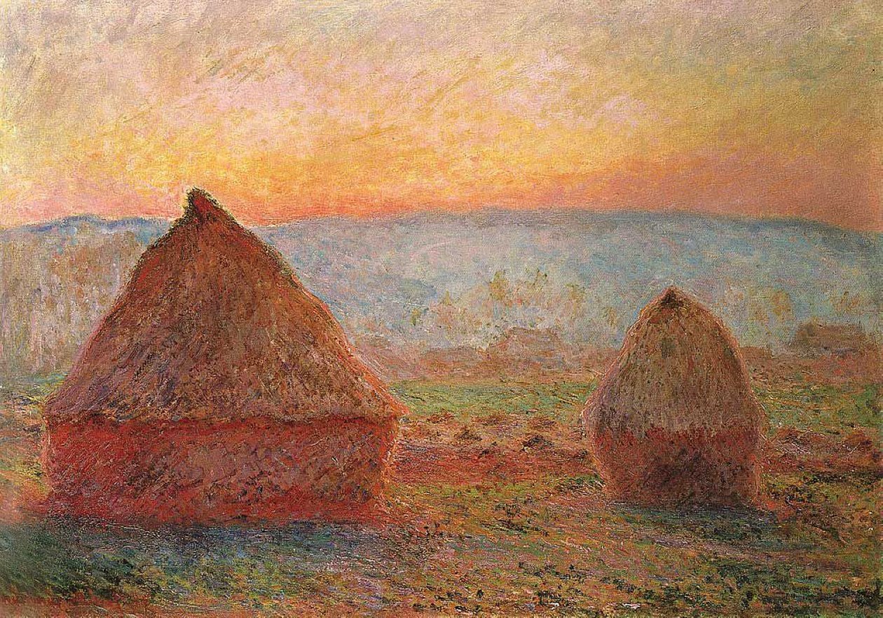  Møllestenene i Giverny, solnedgang af Claude Monet