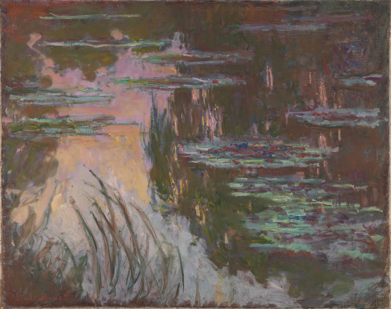 Vandliljer, solnedgang af Claude Monet