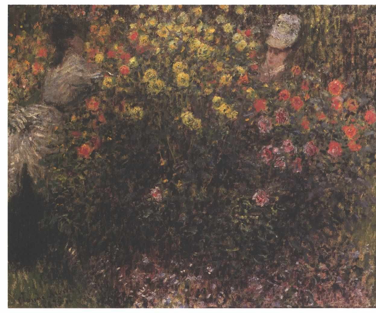 Kvinder mellem Dahliasn af Claude Monet