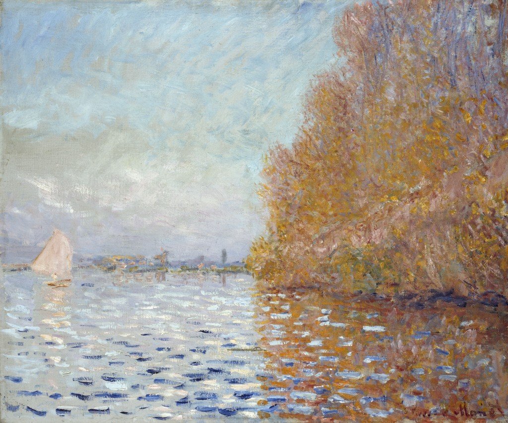 Argenteuil -bassin med en enkelt sejlbåd af Claude Monet