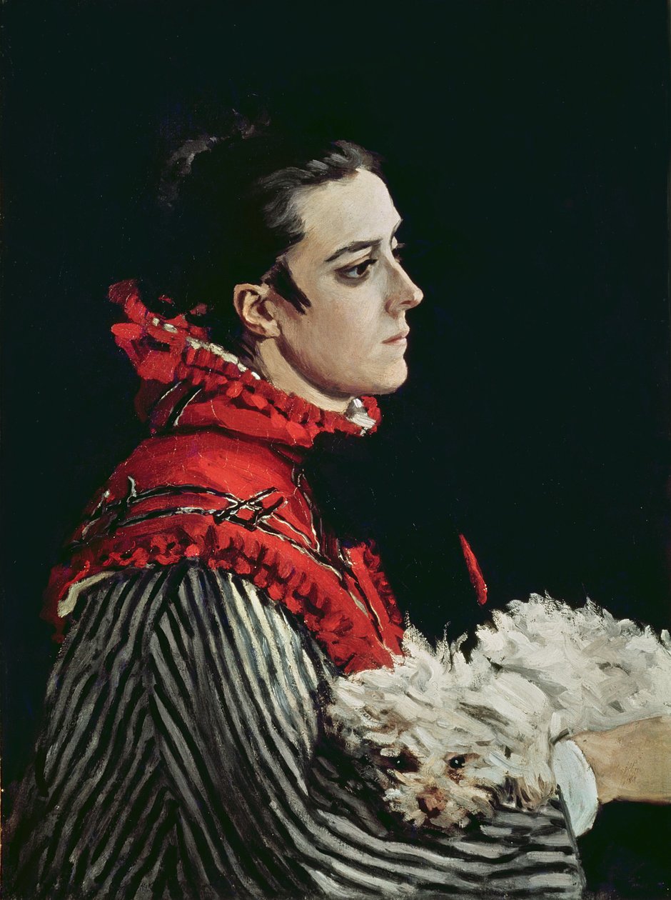 Camille Monet (1847-79) i en rød kappe, 1866 af Claude Monet