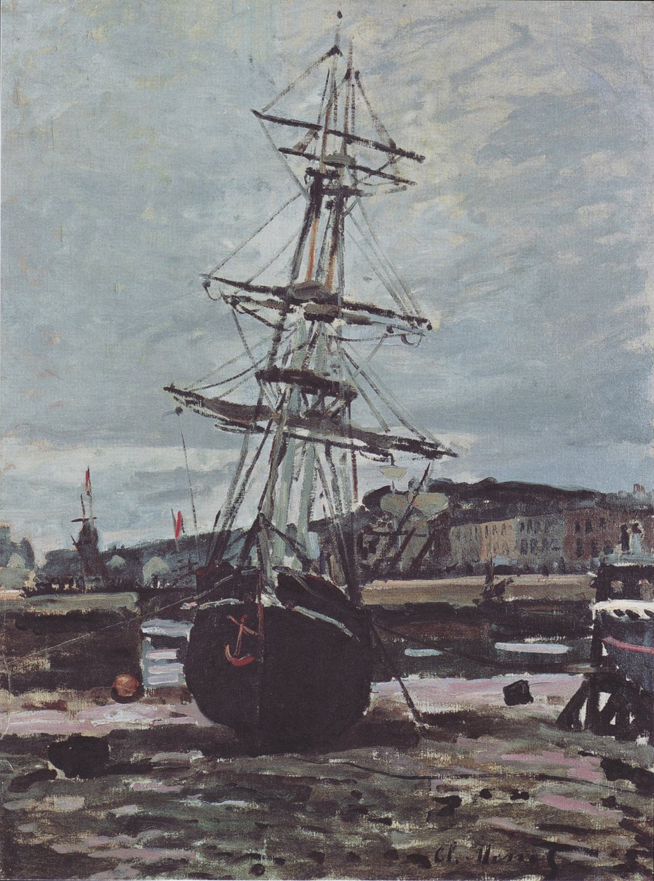 Strandedetes Båd i Fécamp af Claude Monet