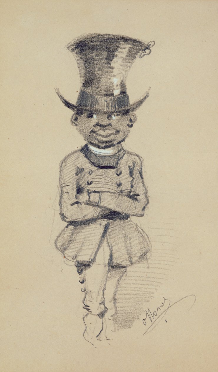 Brudgom i høj hat, 1857 (sort og hvidt kridt på papir) af Claude Monet