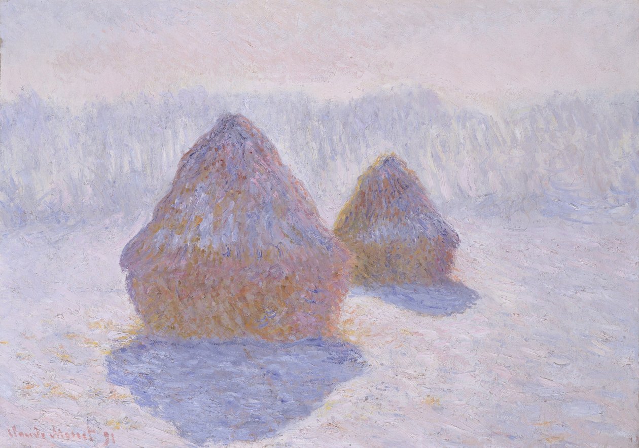 Høstakke (effekt af sne og sol) af Claude Monet
