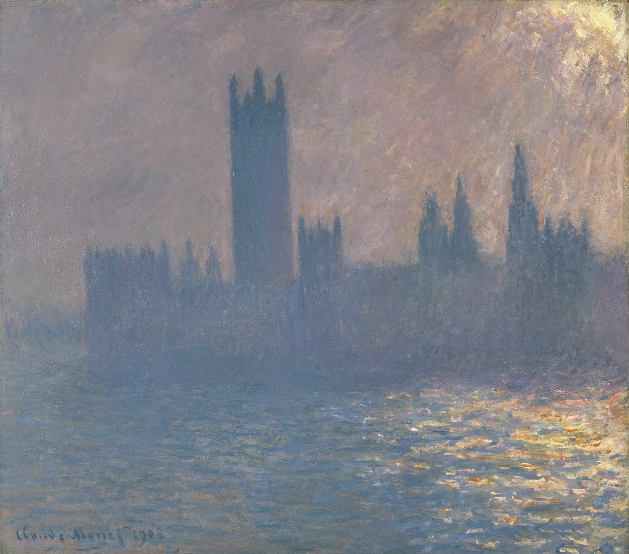 Parlamentets huse, sollyseffekt af Claude Monet