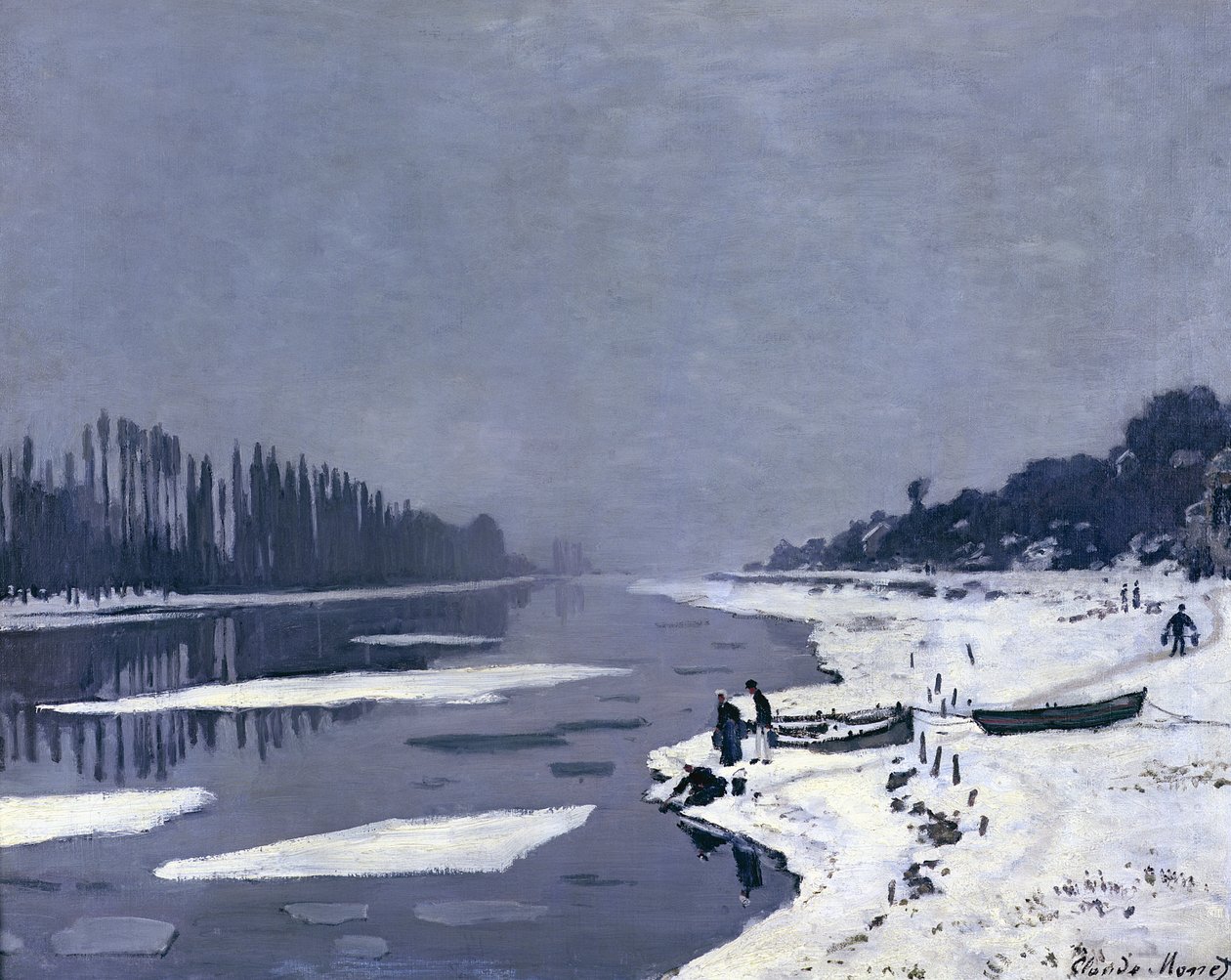 Isflager på Seinen ved Bougival, ca. 1867-68 af Claude Monet