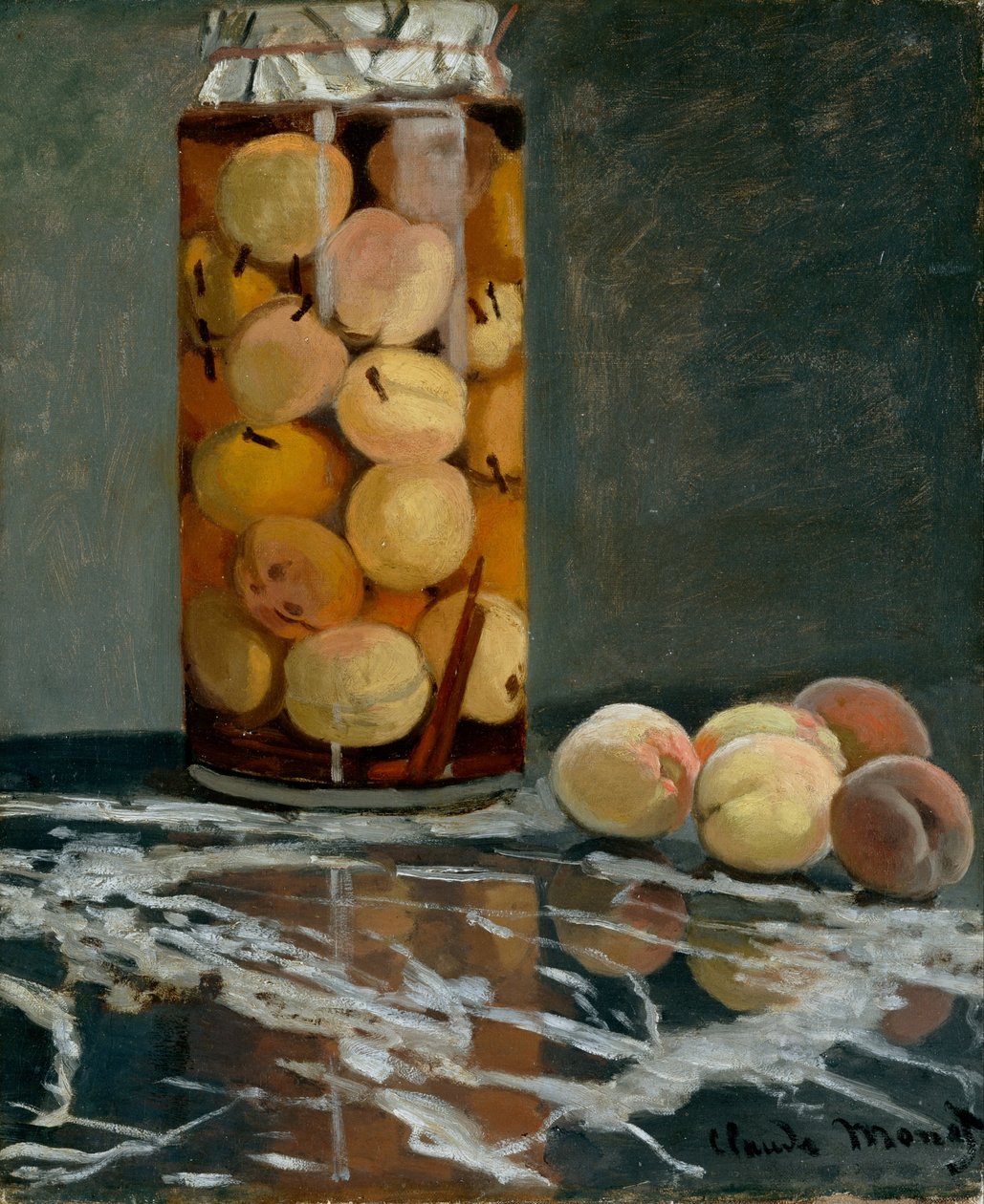 Krukke med ferskner af Claude Monet