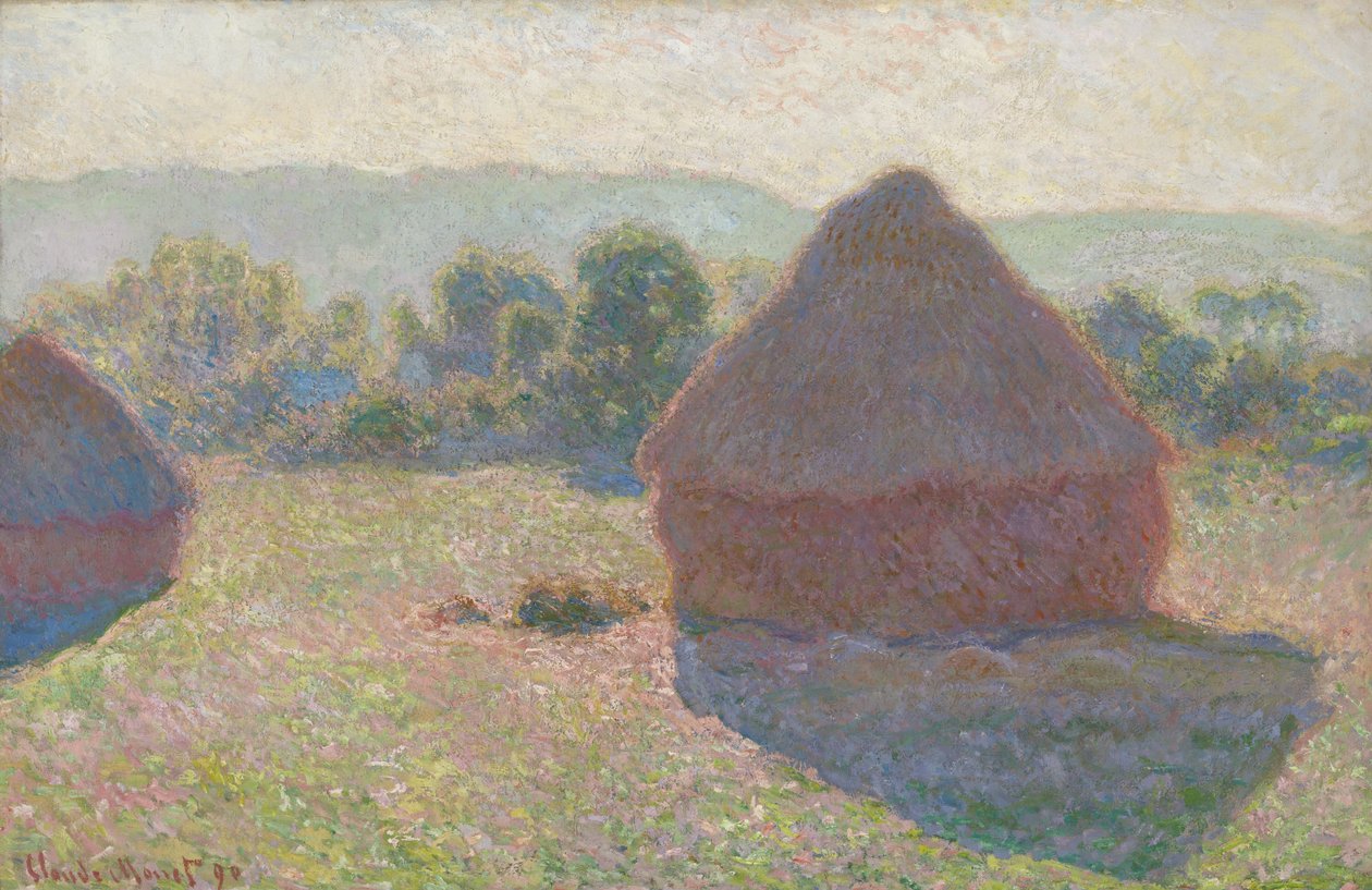 Slibesten, middag (høstakker, middag) af Claude Monet