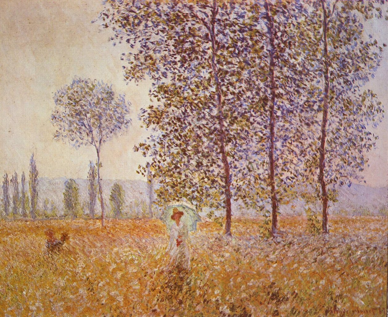 Popler i sollyset af Claude Monet
