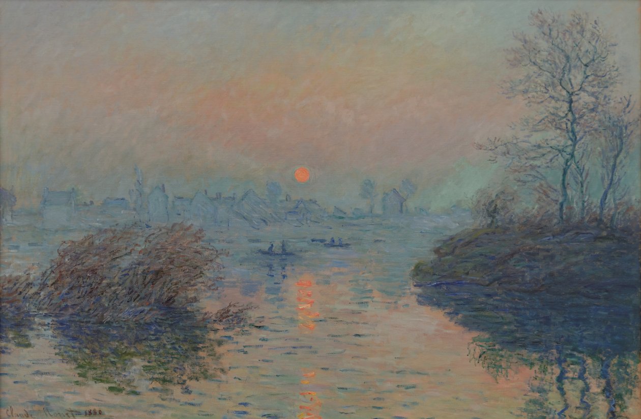 Solnedgang på Seinen ved Lavacourt, vintereffekt af Claude Monet
