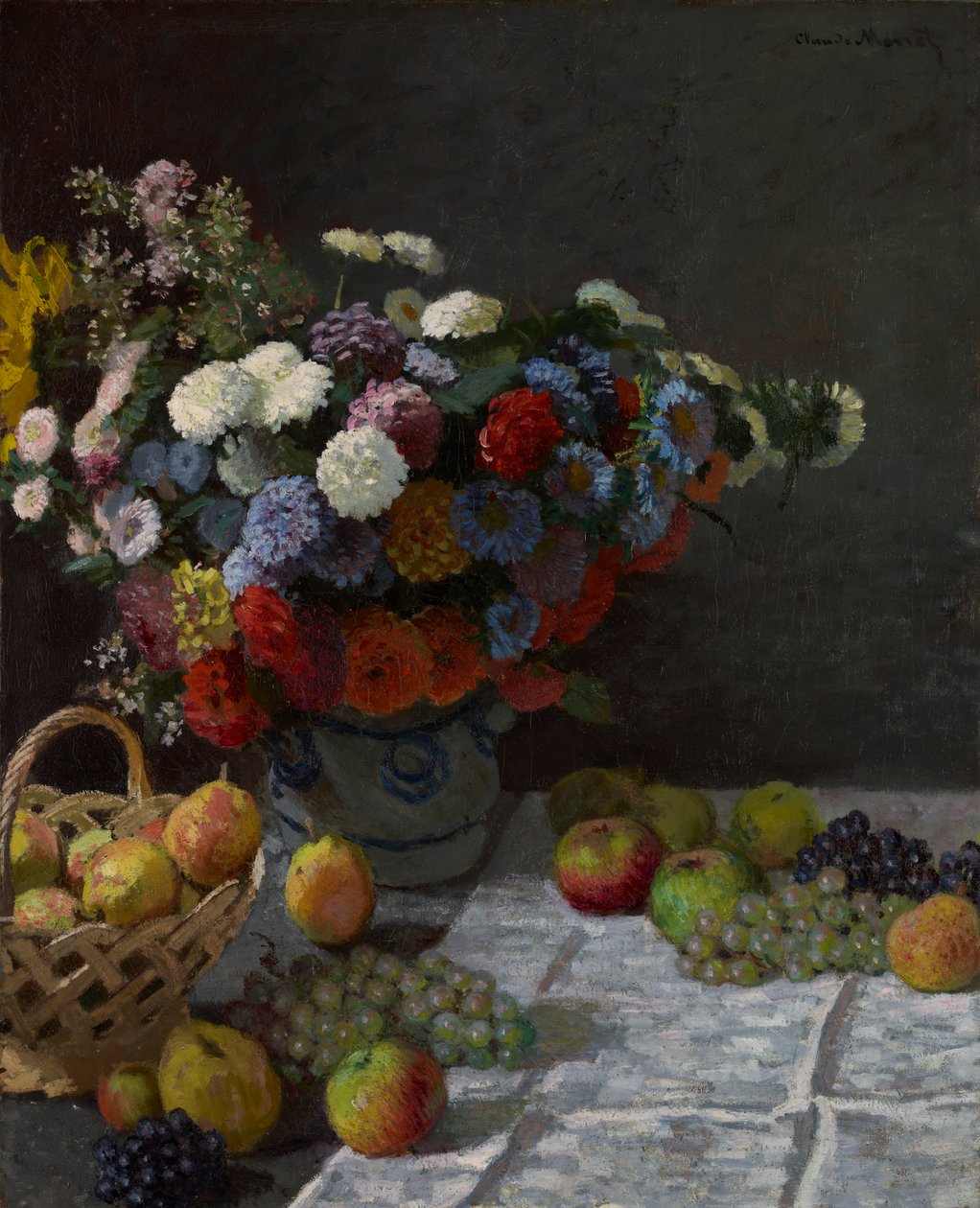 Stilleben med blomster og frugt, 1869 af Claude Monet