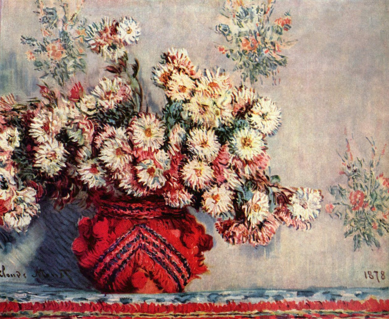 Stilleben med krysantemum af Claude Monet