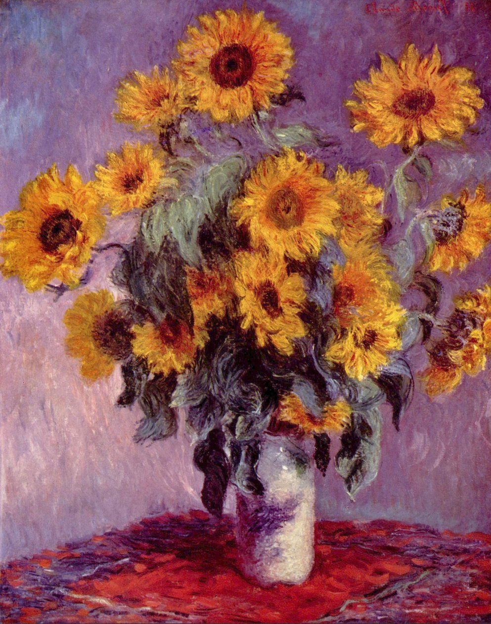 Stilleben med solsikker af Claude Monet