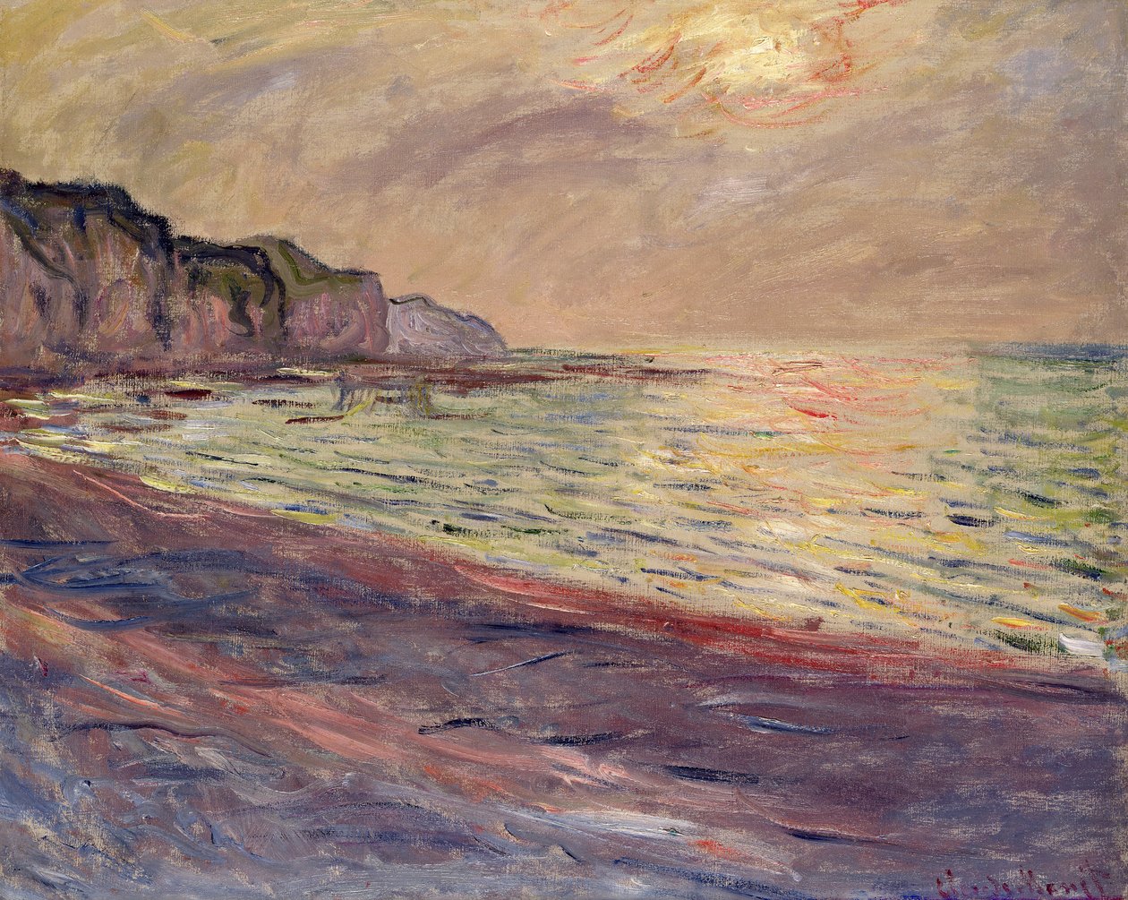 Stranden ved Pourville, solnedgang, 1882 af Claude Monet