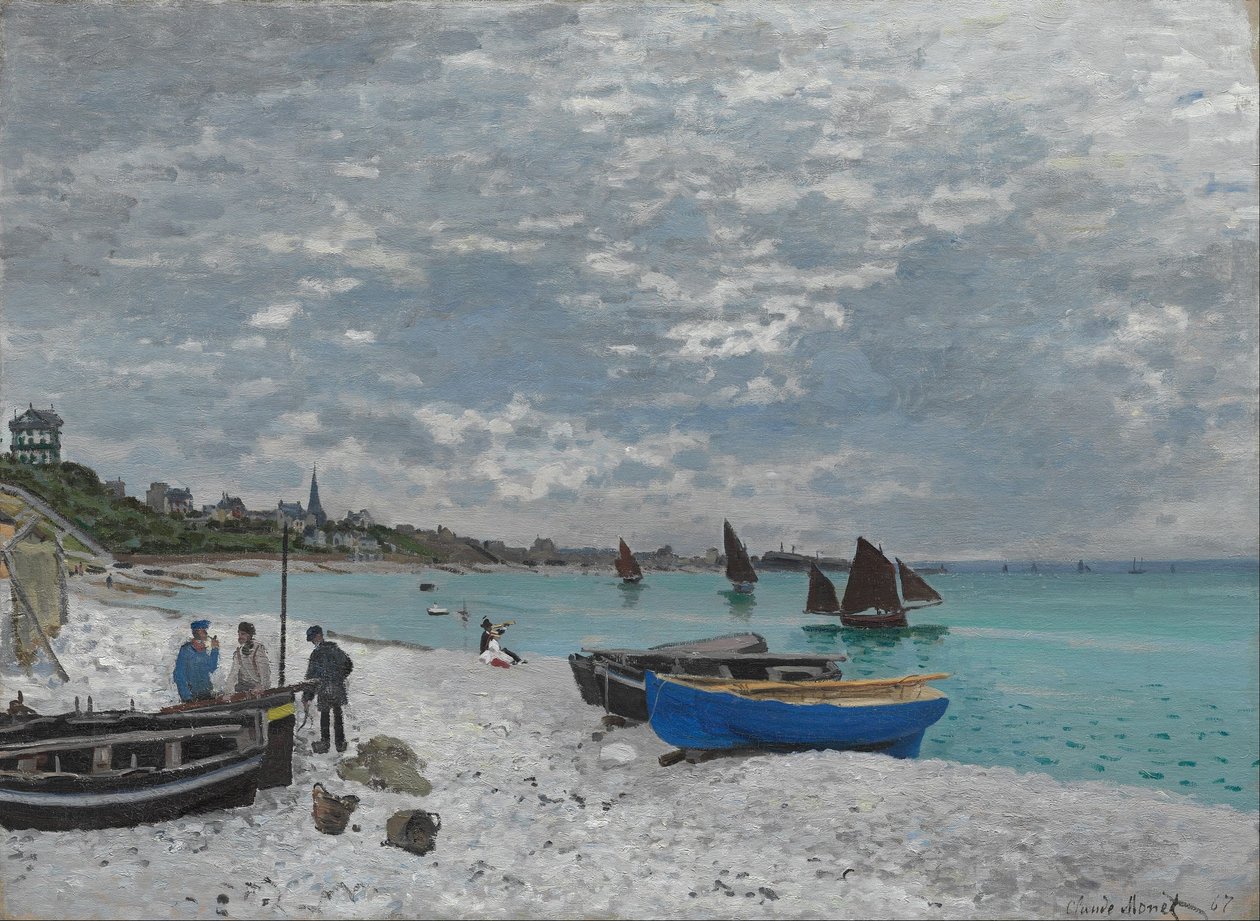 Stranden ved Sainte-Adresse af Claude Monet