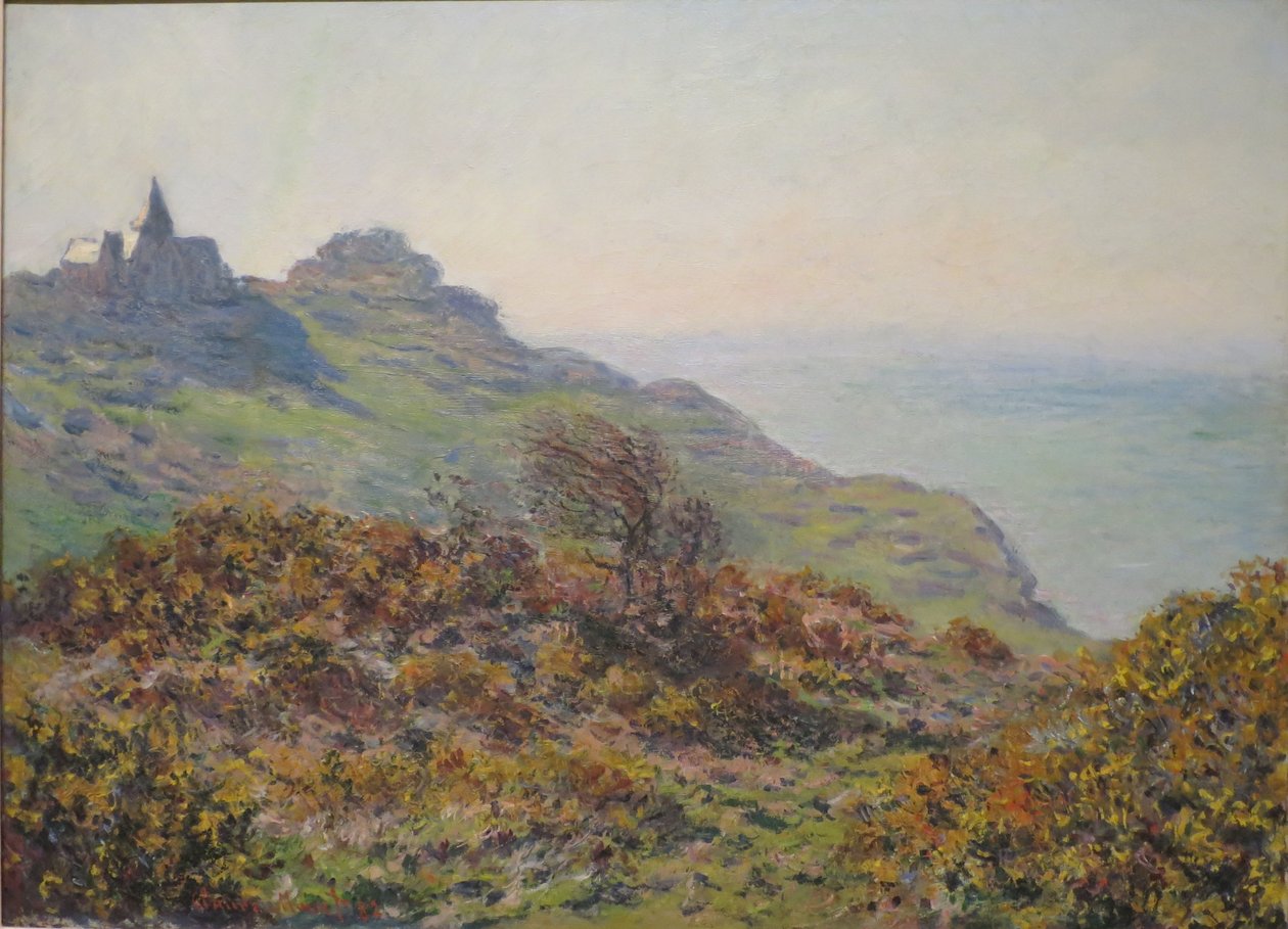 Kirken Varengeville og Gorge of Moutiers Pass af Claude Monet