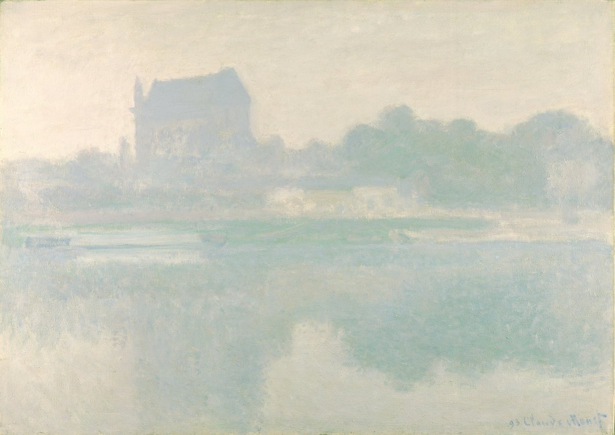 Vernon-kirken, Brouillard, 1894 af Claude Monet