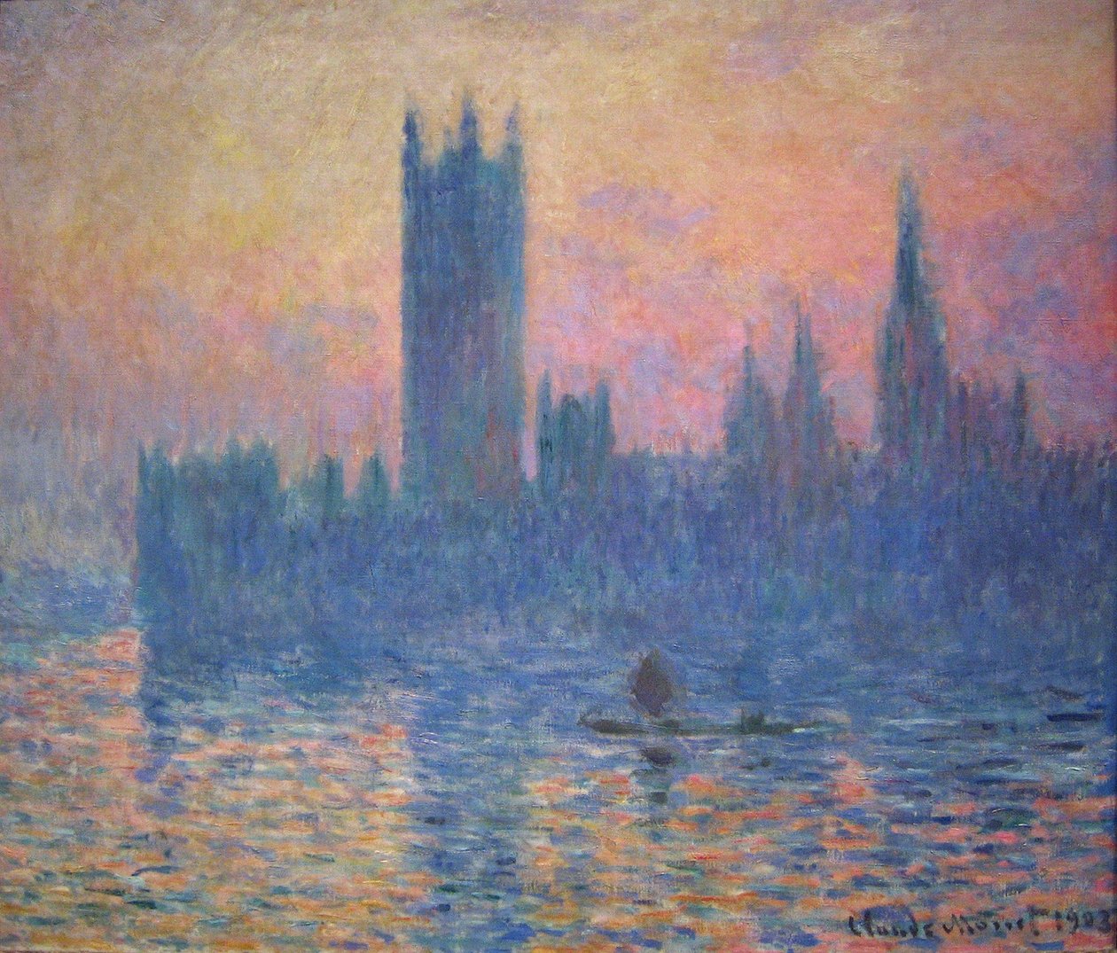 Parlamentets huse, solnedgang af Claude Monet