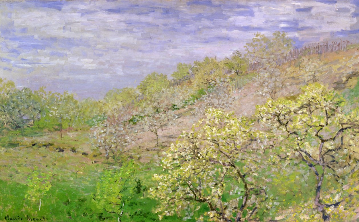 Træer i blomst af Claude Monet