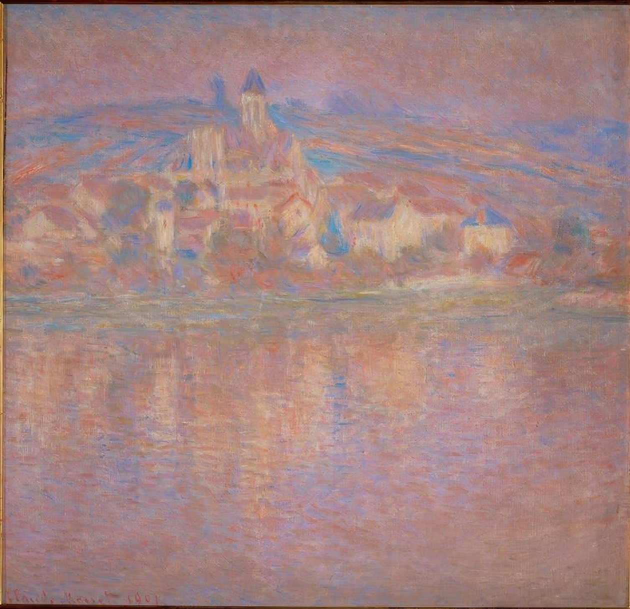 Vetheuil, solnedgang af Claude Monet
