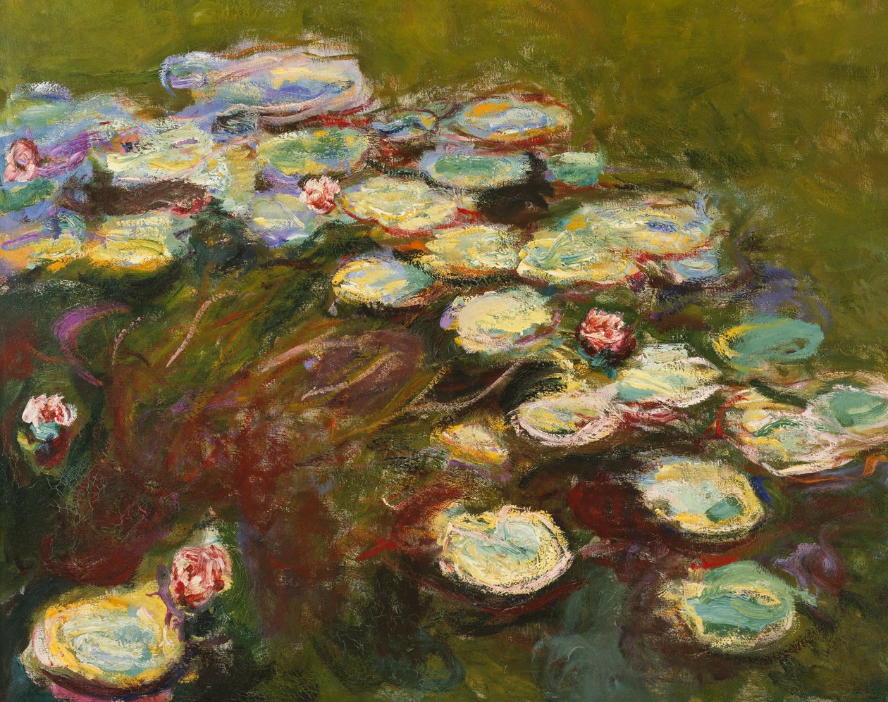 Vandliljer, 1914-17 detalje af 82359 olie på lærred af Claude Monet