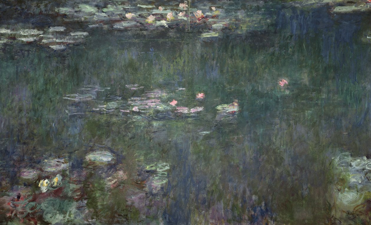 Waterlilies: Green Reflections, 1914-18 (midtsektion) (se også 70302 og 56001) af Claude Monet