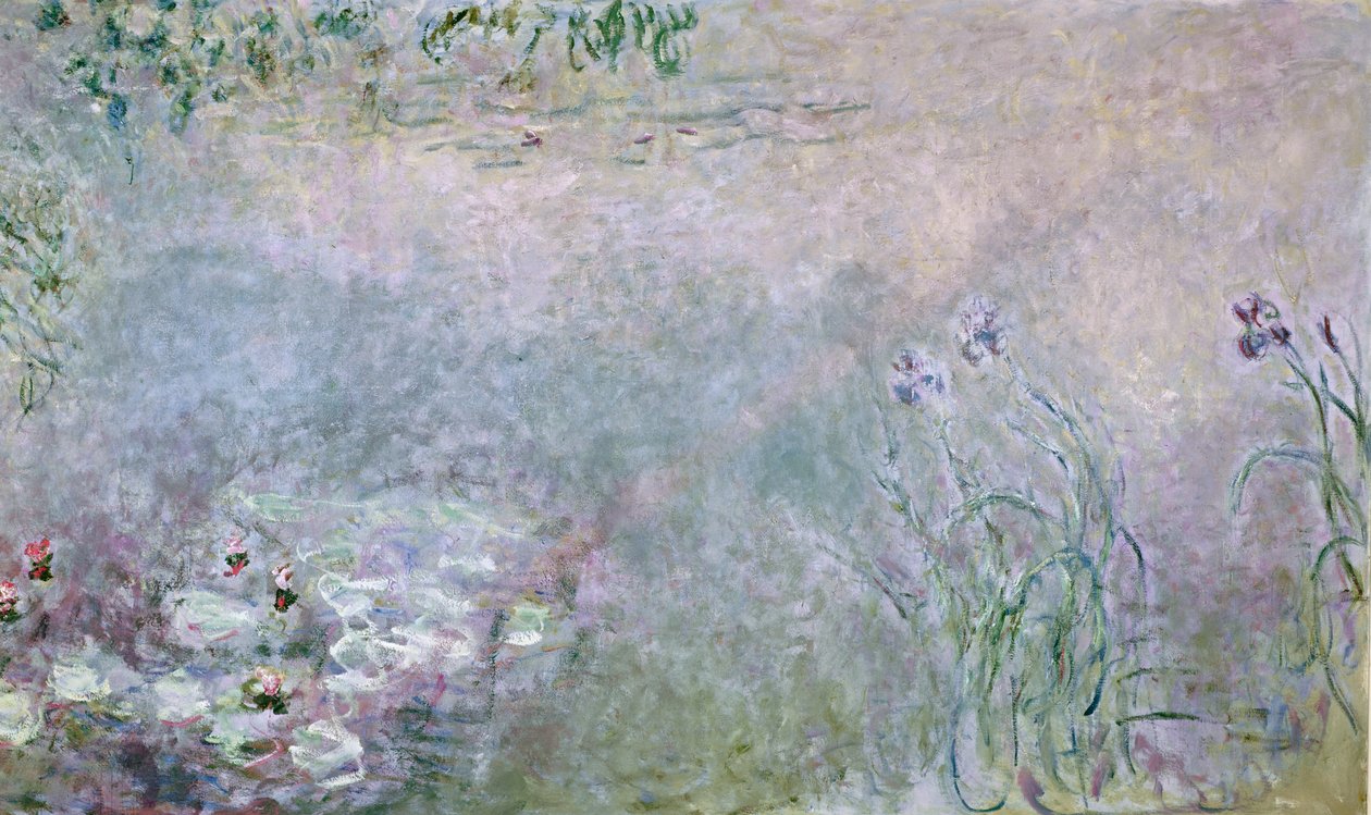 Vandliljer, detalje af øverste del, ca. 1910 olie på lærred af Claude Monet