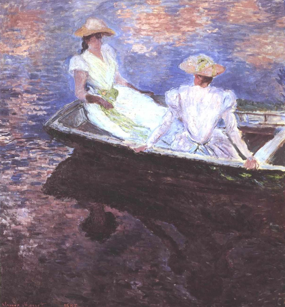 To piger i en båd af Claude Monet